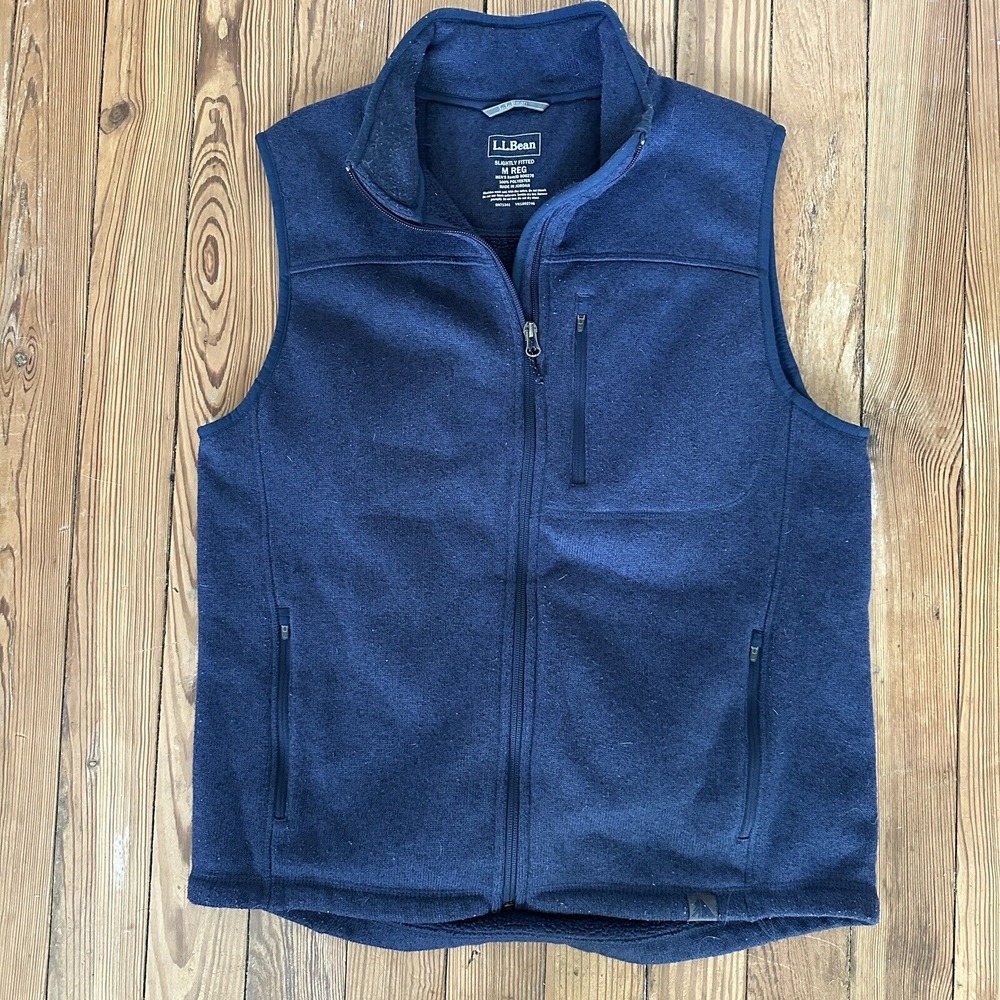 LL Bean Fleece Vest Mens M Blue Fleece Full Zip Regular Fit‎ 500276 Gorpcore